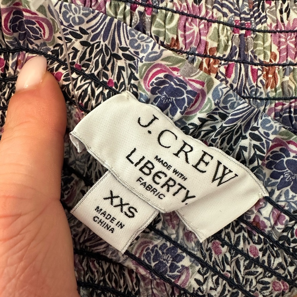 J. Crew Smocked Square Neck Top in Liberty Floral Club Nouveau (Size XXS) - Picture 5 of 10